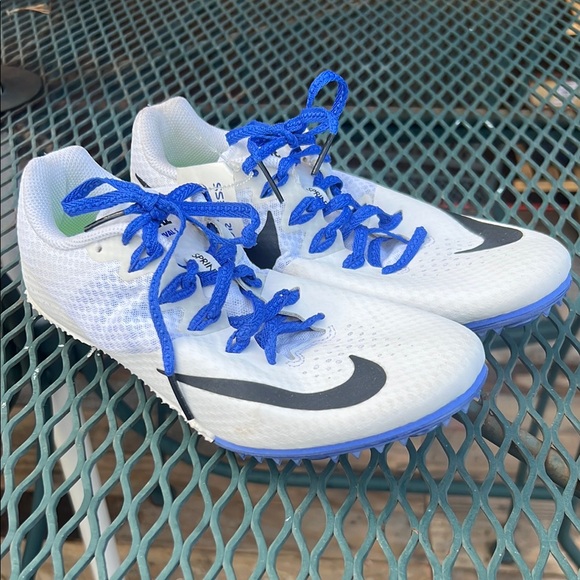 Nike Women’s Rival S White Blue Running Track Field Racer Flats Shoes Size 7.5 - Picture 1 of 12